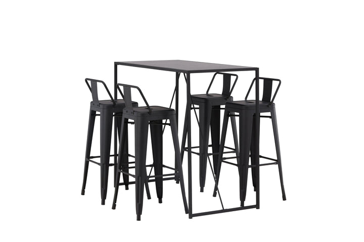Venture Home Brea Bar Table - Black / Black MDF +Tempe Flat Bar Chair - Matte black / Metal _4