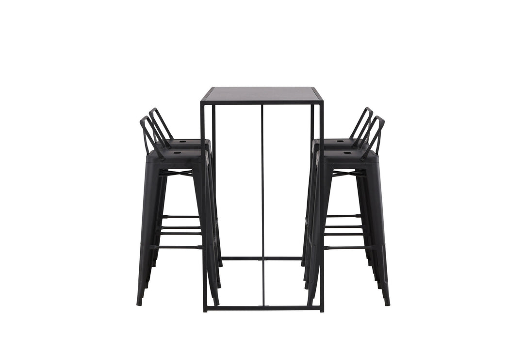 Venture Home Brea Bar Table - Black / Black MDF +Tempe Flat Bar Chair - Matte black / Metal _4