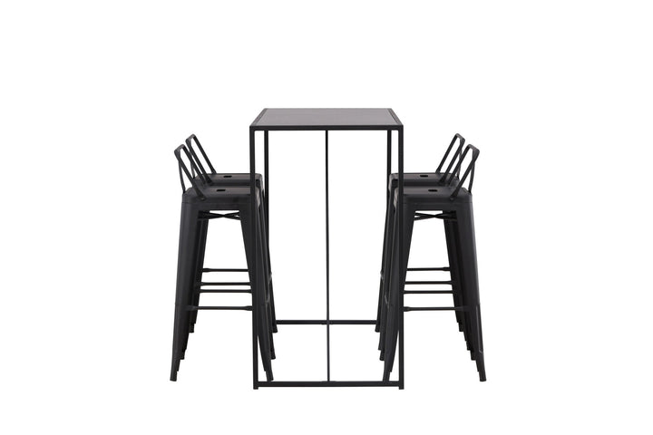 Venture Home Brea Bar Table - Black / Black MDF +Tempe Flat Bar Chair - Matte black / Metal _4