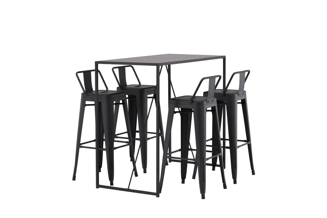 Venture Home Brea Bar Table - Black / Black MDF +Tempe Flat Bar Chair - Matte black / Metal _4