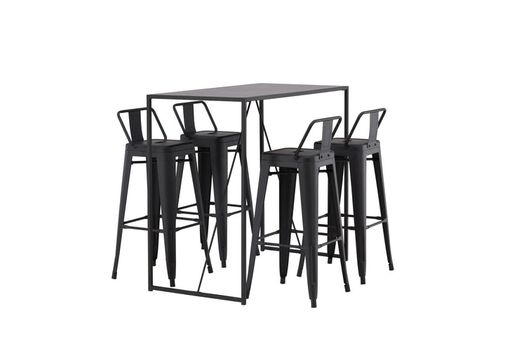 Venture Home Brea Bar Table - Black / Black MDF +Tempe Flat Bar Chair - Matte black / Metal _4