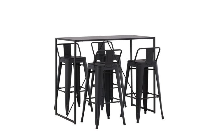 Venture Home Brea Bar Table - Black / Black MDF +Tempe Flat Bar Chair - Matte black / Metal _4