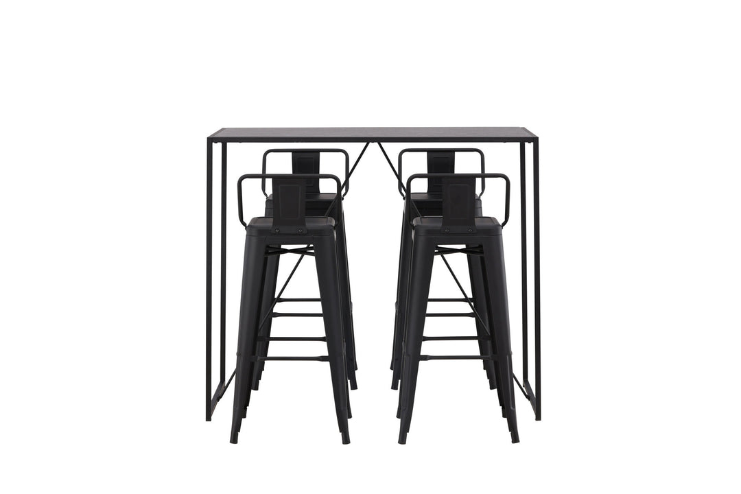 Venture Home Brea Bar Table - Black / Black MDF +Tempe Flat Bar Chair - Matte black / Metal _4