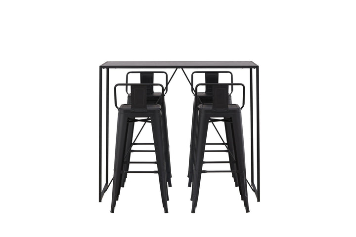 Venture Home Brea Bar Table - Black / Black MDF +Tempe Flat Bar Chair - Matte black / Metal _4