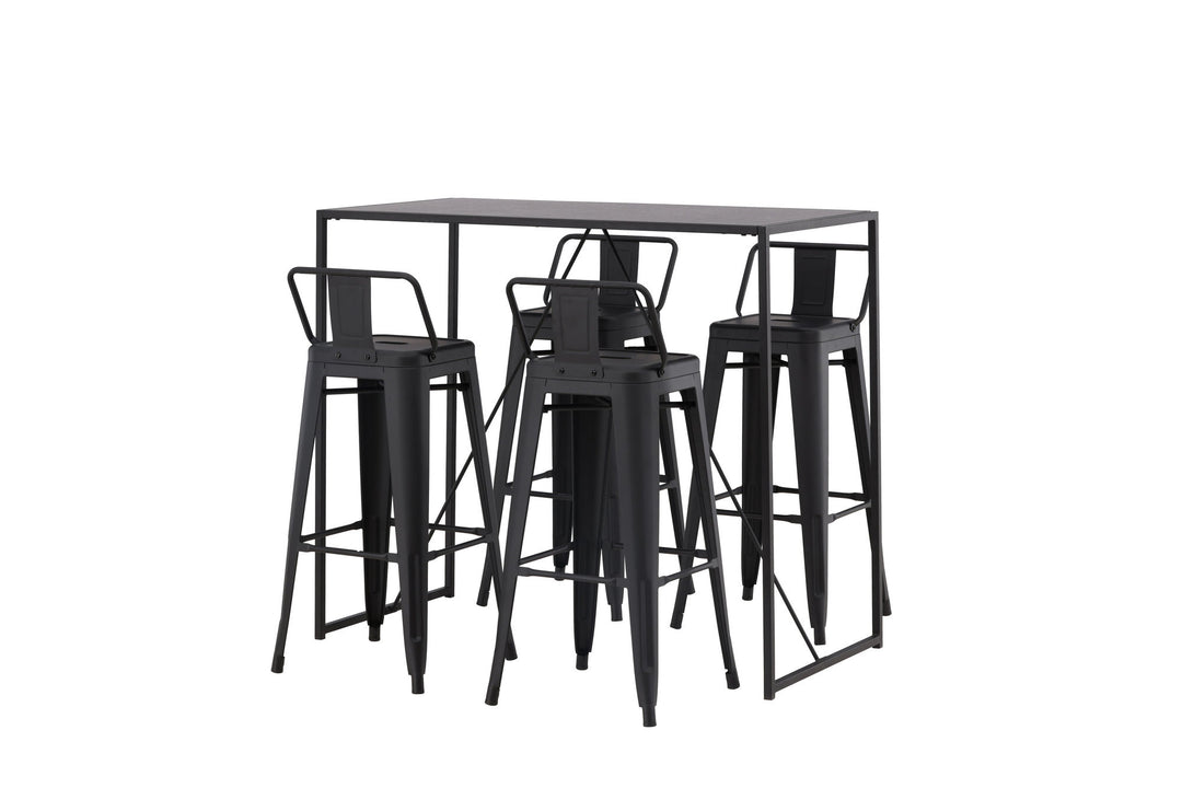 Venture Home Brea Bar Table - Black / Black MDF +Tempe Flat Bar Chair - Matte black / Metal _4