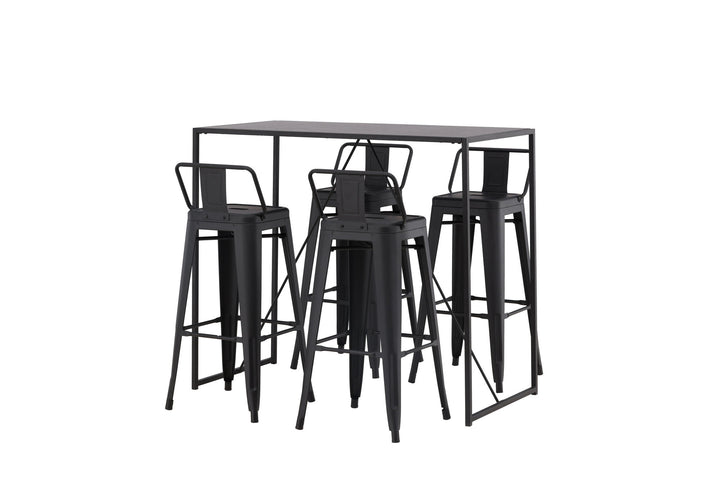 Venture Home Brea Bar Table - Black / Black MDF +Tempe Flat Bar Chair - Matte black / Metal _4