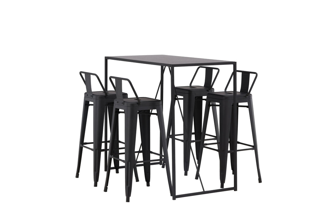 Venture Home Brea Bar Table - Black / Black MDF +Tempe Flat Bar Chair - Matte black / Metal _4