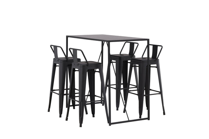 Venture Home Brea Bar Table - Black / Black MDF +Tempe Flat Bar Chair - Matte black / Metal _4