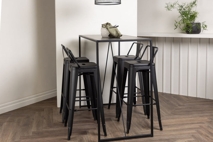 Venture Home Brea Bar Table - Black / Black MDF +Tempe Flat Bar Chair - Matte black / Metal _4