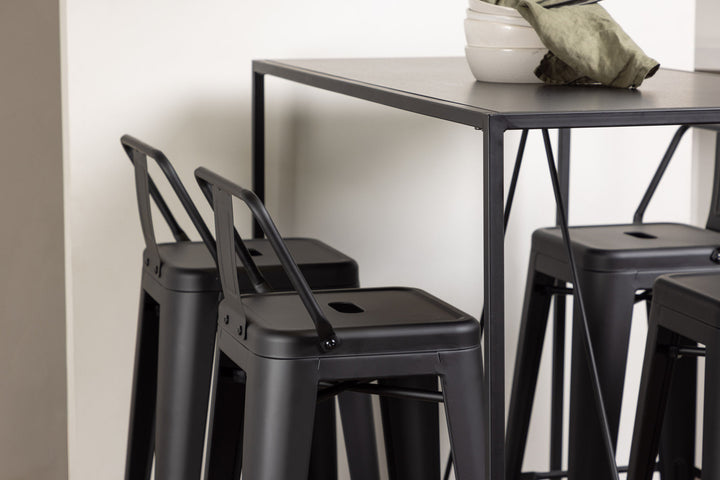 Venture Home Brea Bar Table - Black / Black MDF +Tempe Flat Bar Chair - Matte black / Metal _4