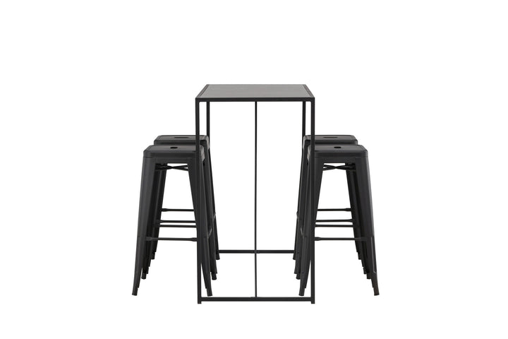 Venture Home Brea Bar Table - Black / Black MDF +Tempe Bar Chair - Matte black / Metal _4