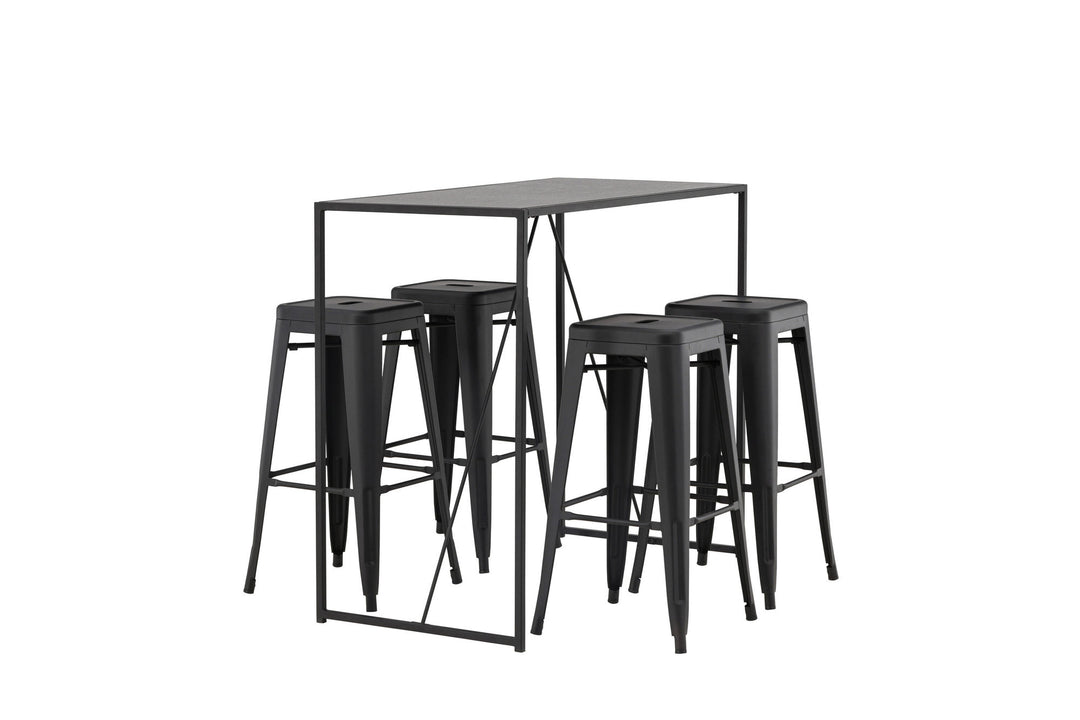 Venture Home Brea Bar Table - Black / Black MDF +Tempe Bar Chair - Matte black / Metal _4