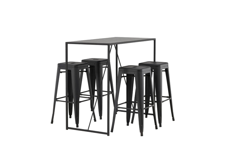 Venture Home Brea Bar Table - Black / Black MDF +Tempe Bar Chair - Matte black / Metal _4
