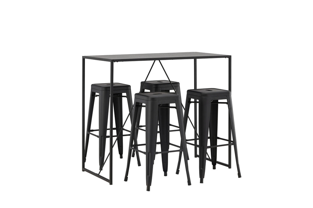 Venture Home Brea Bar Table - Black / Black MDF +Tempe Bar Chair - Matte black / Metal _4