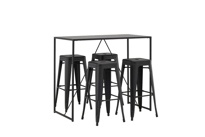 Venture Home Brea Bar Table - Black / Black MDF +Tempe Bar Chair - Matte black / Metal _4
