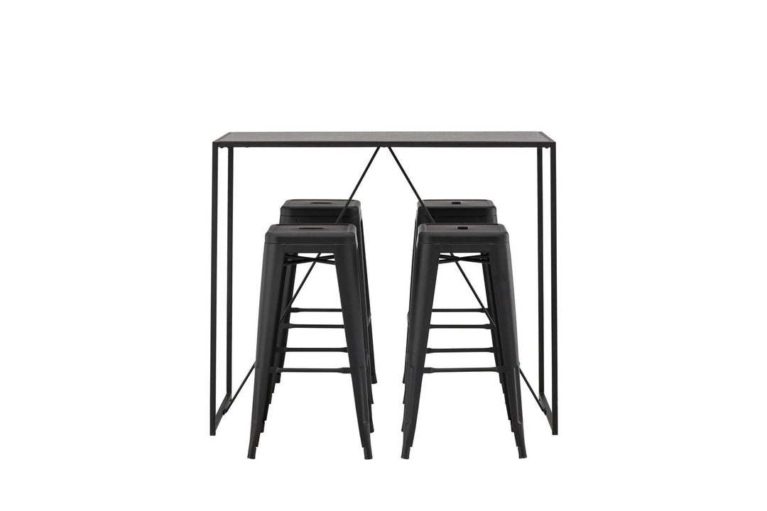 Venture Home Brea Bar Table - Black / Black MDF +Tempe Bar Chair - Matte black / Metal _4