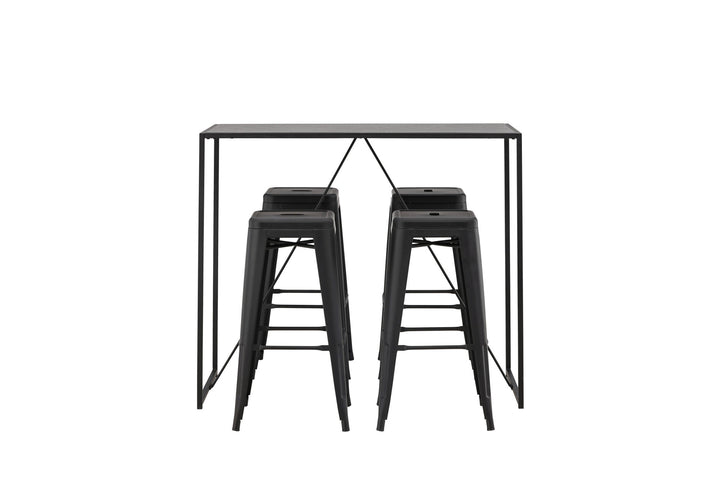 Venture Home Brea Bar Table - Black / Black MDF +Tempe Bar Chair - Matte black / Metal _4
