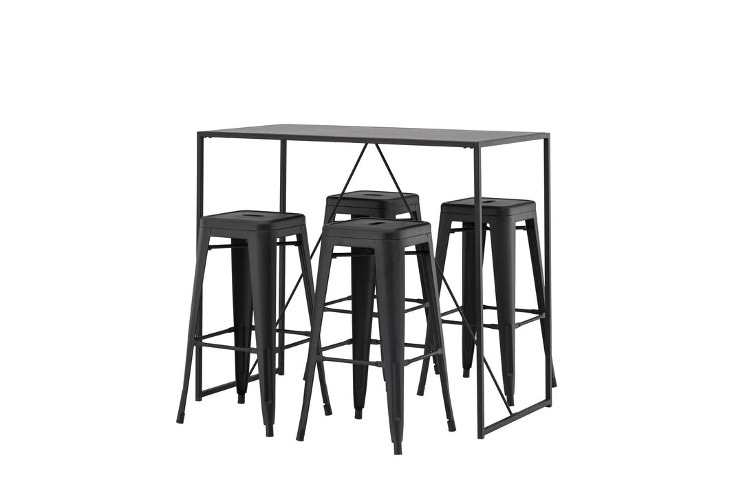Venture Home Brea Bar Table - Black / Black MDF +Tempe Bar Chair - Matte black / Metal _4