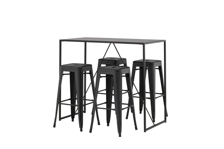 Venture Home Brea Bar Table - Black / Black MDF +Tempe Bar Chair - Matte black / Metal _4