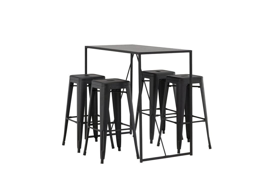 Venture Home Brea Bar Table - Black / Black MDF +Tempe Bar Chair - Matte black / Metal _4