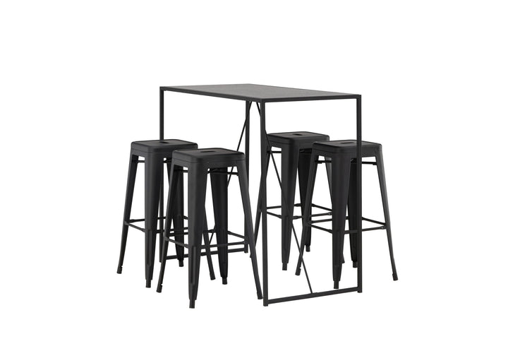 Venture Home Brea Bar Table - Black / Black MDF +Tempe Bar Chair - Matte black / Metal _4