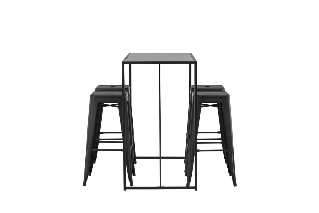 Venture Home Brea Bar Table - Black / Black MDF +Tempe Bar Chair - Matte black / Metal _4