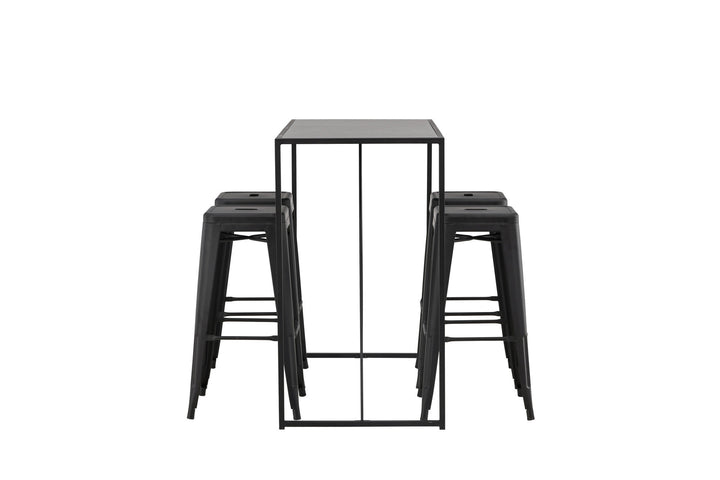 Venture Home Brea Bar Table - Black / Black MDF +Tempe Bar Chair - Matte black / Metal _4