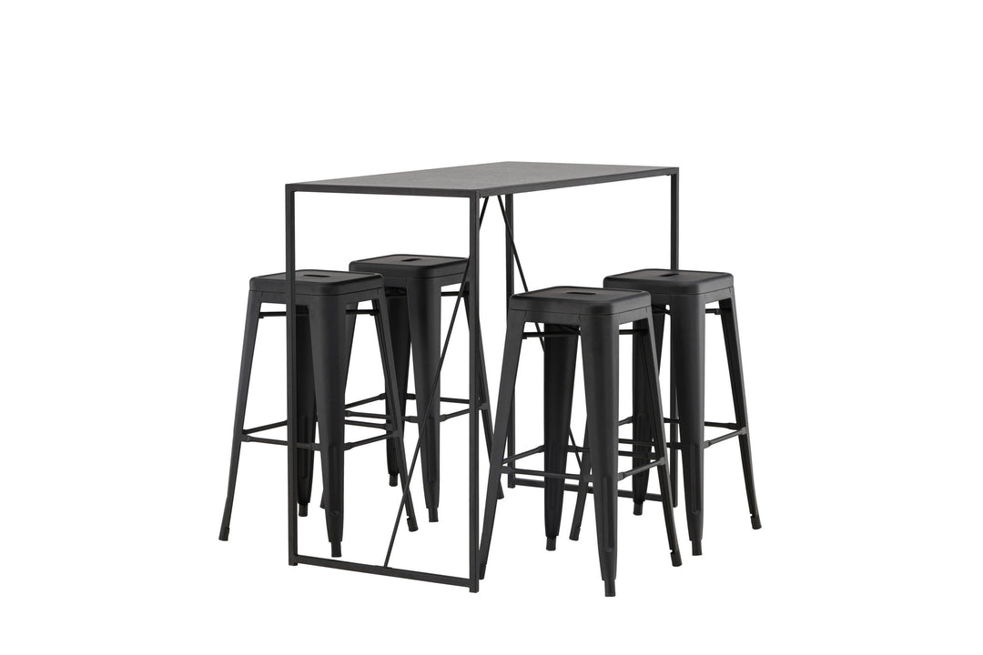 Venture Home Brea Bar Table - Black / Black MDF +Tempe Bar Chair - Matte black / Metal _4