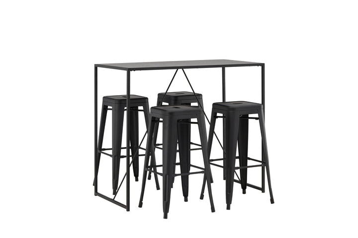 Venture Home Brea Bar Table - Black / Black MDF +Tempe Bar Chair - Matte black / Metal _4