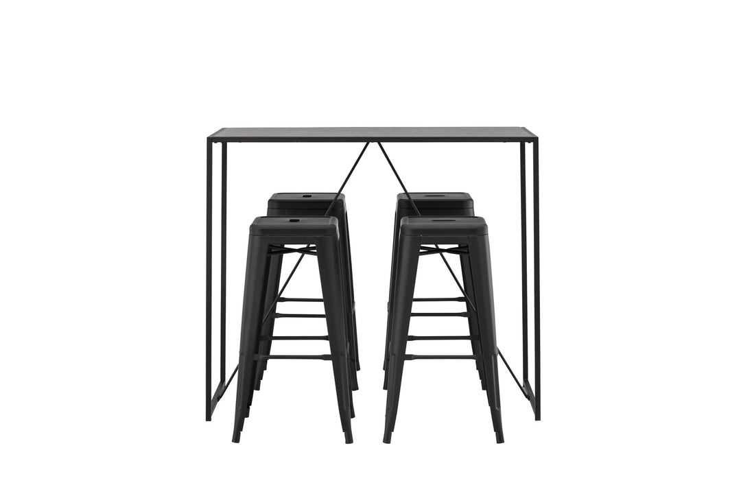 Venture Home Brea Bar Table - Black / Black MDF +Tempe Bar Chair - Matte black / Metal _4