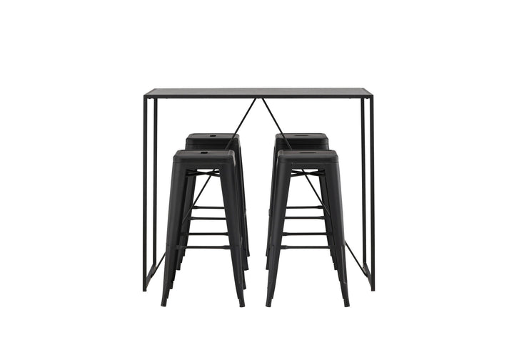 Venture Home Brea Bar Table - Black / Black MDF +Tempe Bar Chair - Matte black / Metal _4