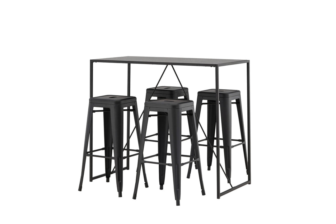 Venture Home Brea Bar Table - Black / Black MDF +Tempe Bar Chair - Matte black / Metal _4
