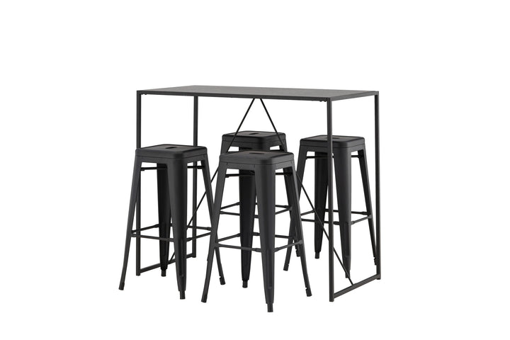 Venture Home Brea Bar Table - Black / Black MDF +Tempe Bar Chair - Matte black / Metal _4