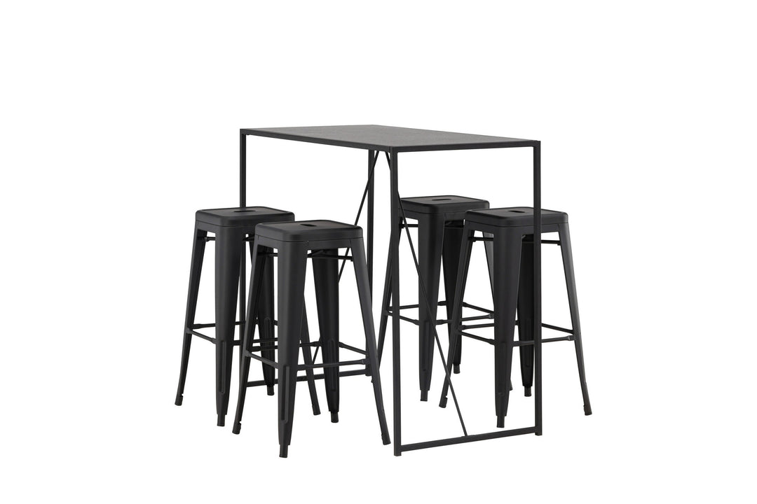 Venture Home Brea Bar Table - Black / Black MDF +Tempe Bar Chair - Matte black / Metal _4