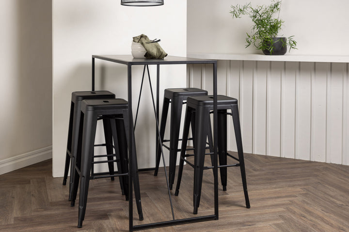 Venture Home Brea Bar Table - Black / Black MDF +Tempe Bar Chair - Matte black / Metal _4