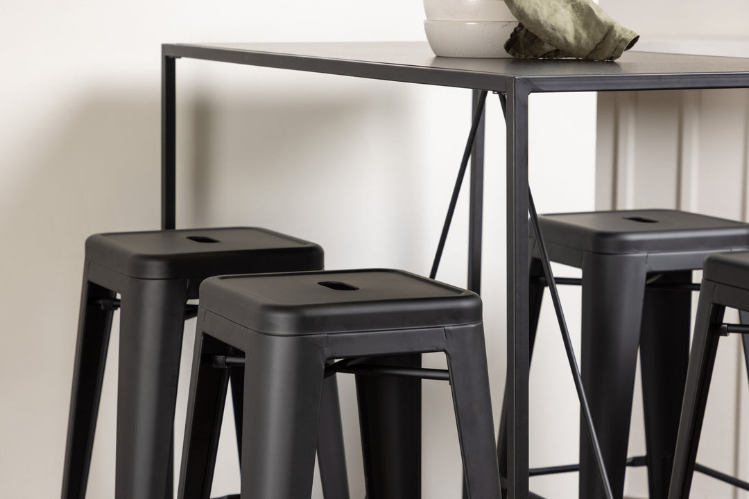 Venture Home Brea Bar Table - Black / Black MDF +Tempe Bar Chair - Matte black / Metal _4