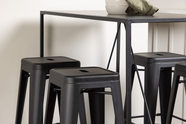 Venture Home Brea Bar Table - Black / Black MDF +Tempe Bar Chair - Matte black / Metal _4