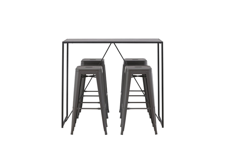 Venture Home Brea Bar Table - Black / Black MDF +Tempe Bar Chair - Dark Grey / Metal _4