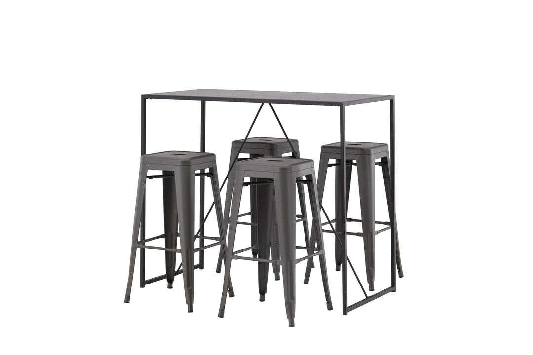 Venture Home Brea Bar Table - Black / Black MDF +Tempe Bar Chair - Dark Grey / Metal _4