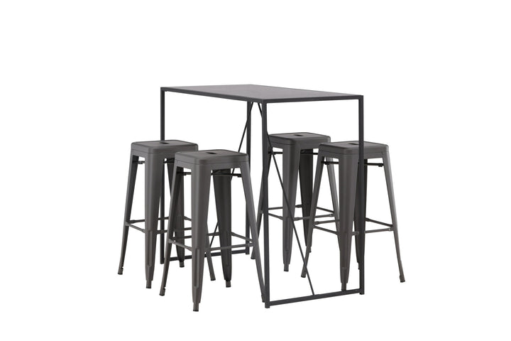 Venture Home Brea Bar Table - Black / Black MDF +Tempe Bar Chair - Dark Grey / Metal _4