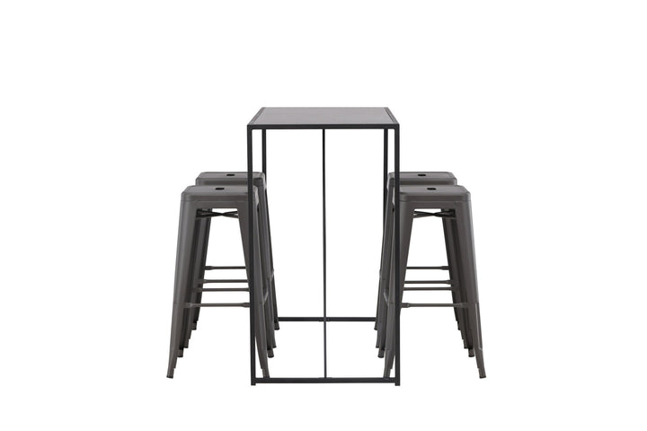 Venture Home Brea Bar Table - Black / Black MDF +Tempe Bar Chair - Dark Grey / Metal _4