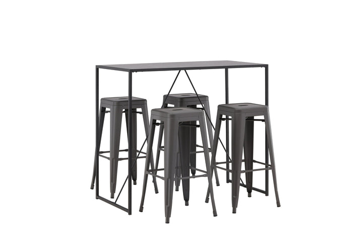 Venture Home Brea Bar Table - Black / Black MDF +Tempe Bar Chair - Dark Grey / Metal _4