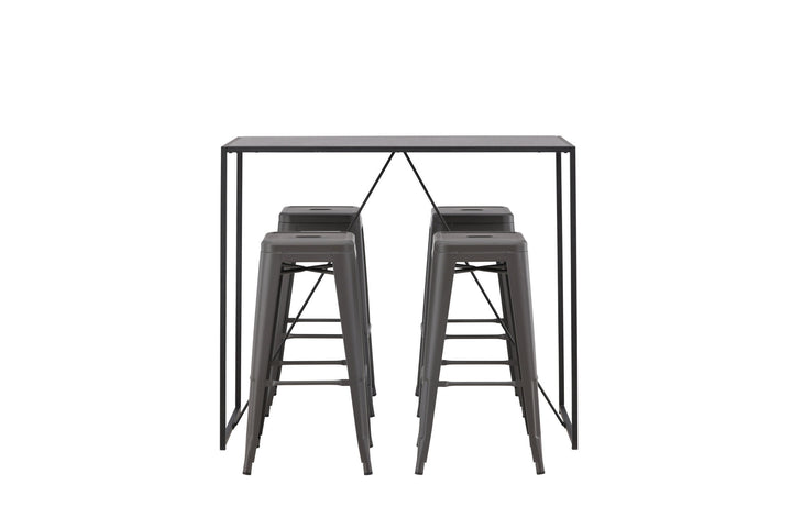 Venture Home Brea Bar Table - Black / Black MDF +Tempe Bar Chair - Dark Grey / Metal _4