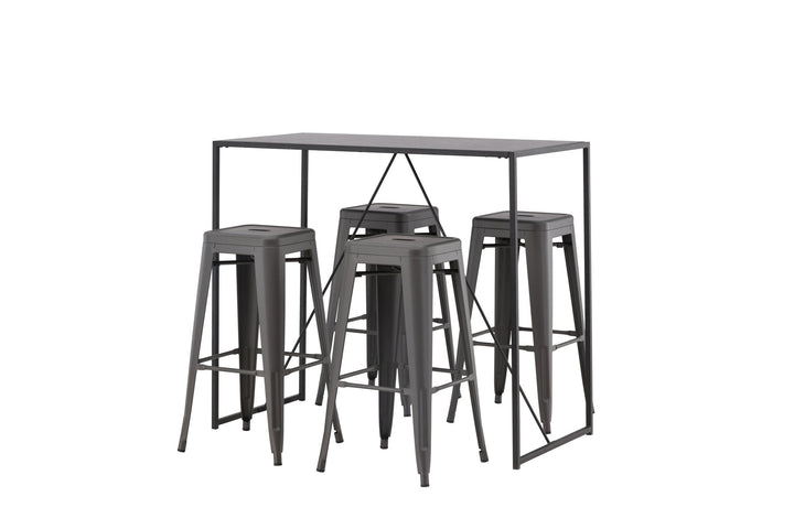 Venture Home Brea Bar Table - Black / Black MDF +Tempe Bar Chair - Dark Grey / Metal _4
