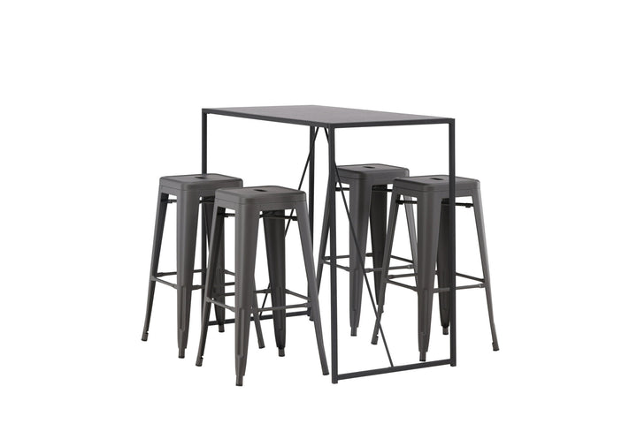 Venture Home Brea Bar Table - Black / Black MDF +Tempe Bar Chair - Dark Grey / Metal _4