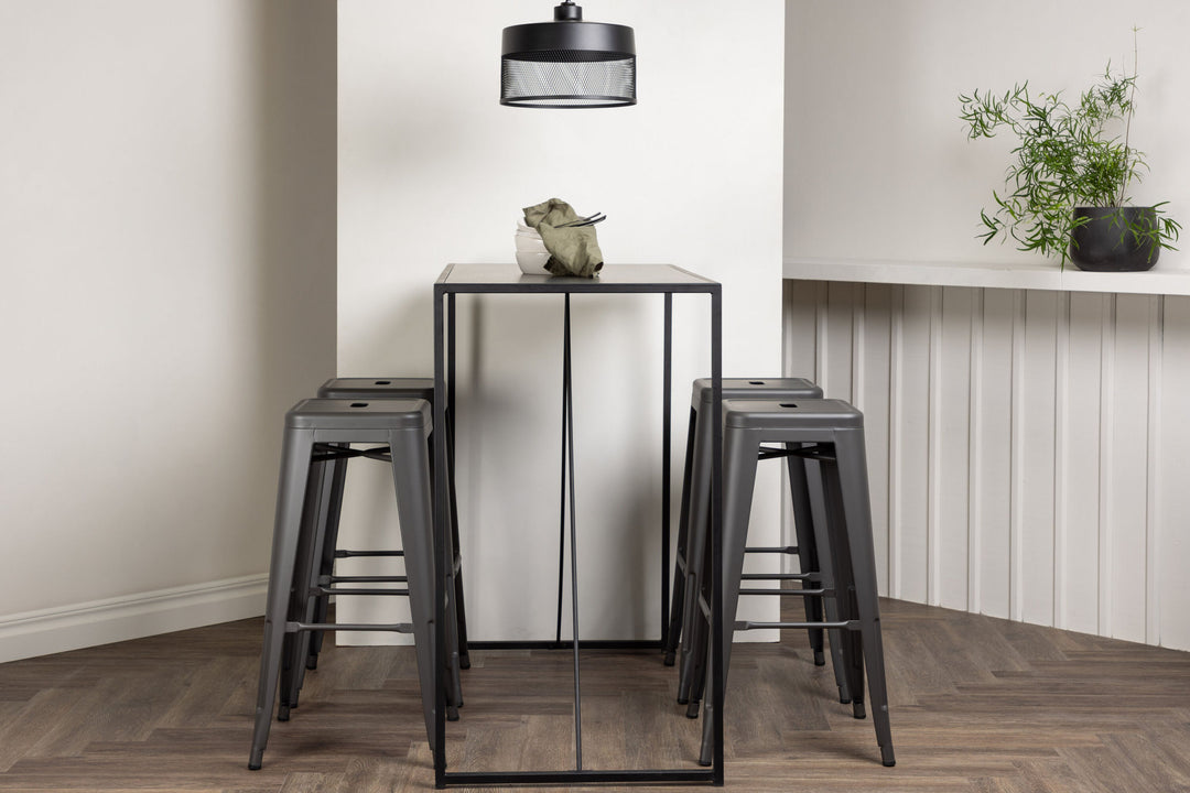 Venture Home Brea Bar Table - Black / Black MDF +Tempe Bar Chair - Dark Grey / Metal _4