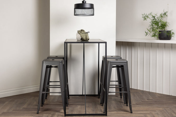 Venture Home Brea Bar Table - Black / Black MDF +Tempe Bar Chair - Dark Grey / Metal _4