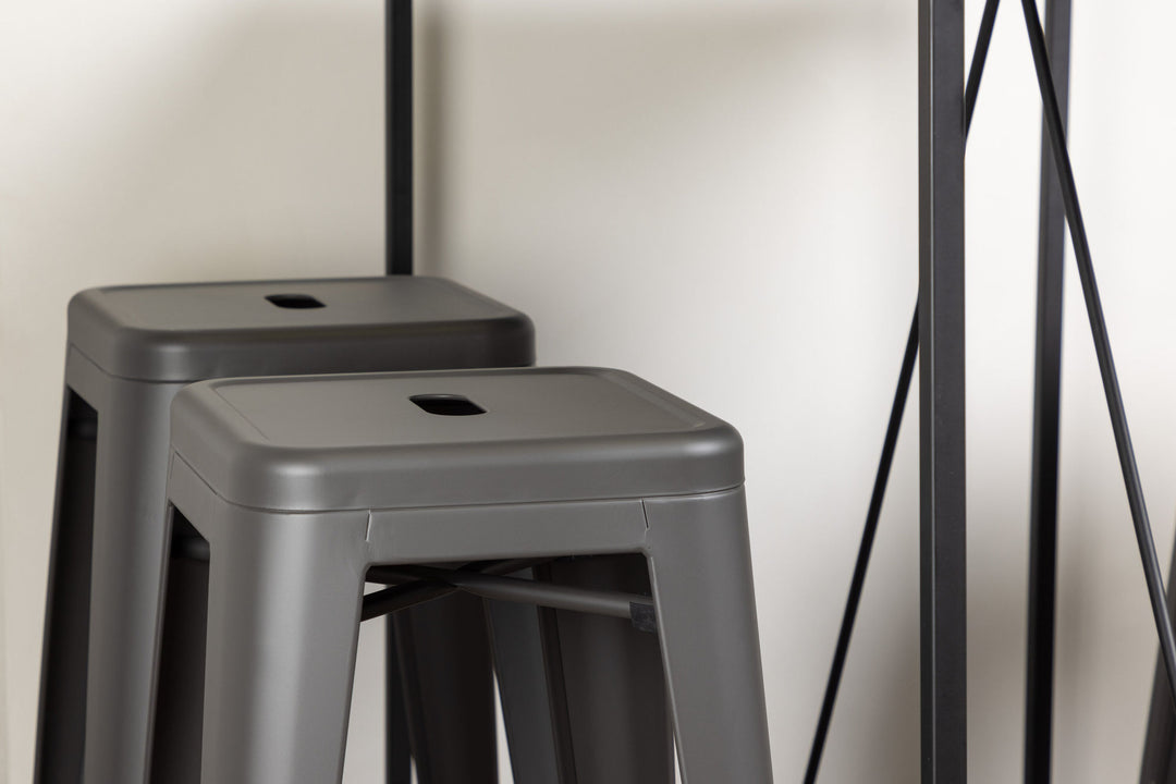 Venture Home Brea Bar Table - Black / Black MDF +Tempe Bar Chair - Dark Grey / Metal _4