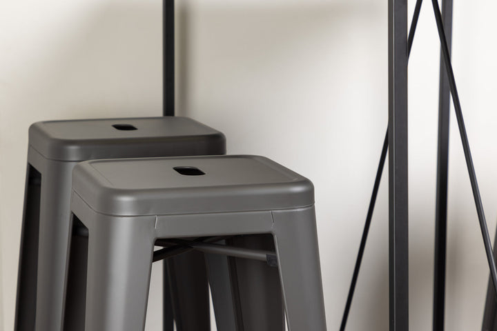 Venture Home Brea Bar Table - Black / Black MDF +Tempe Bar Chair - Dark Grey / Metal _4