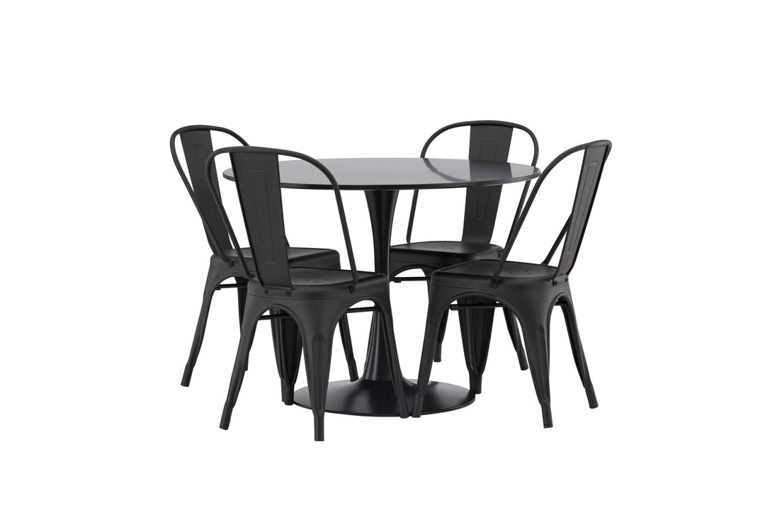 Venture Home Glade Dining Table - Black / Black MDF +Tempe Dining Chair - Matte black / Metal _4